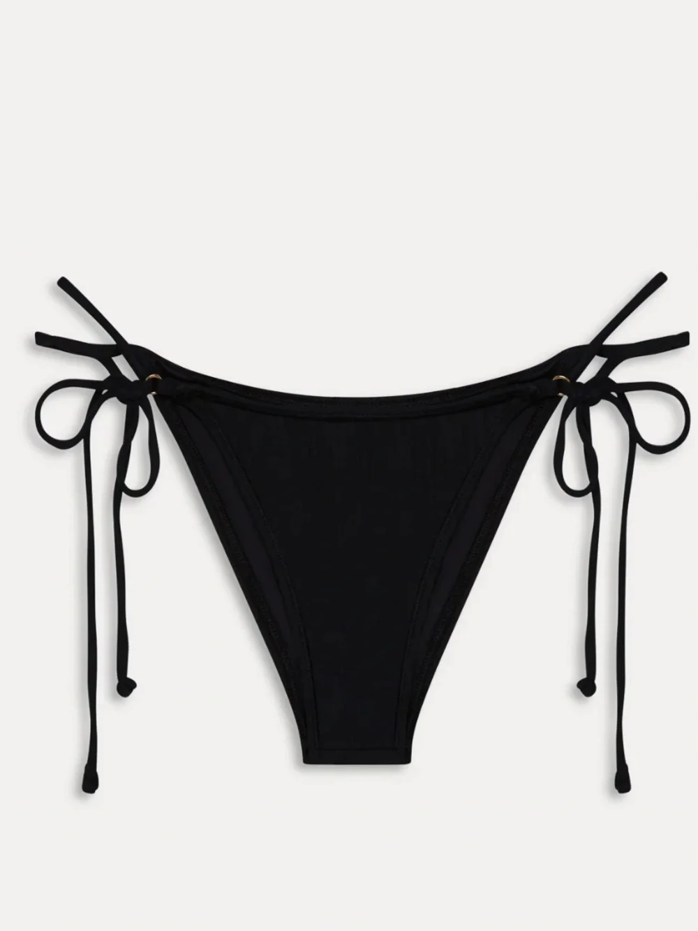 Frankie's Bikinis Black Ribbed Tie-Side Bikini Bottom